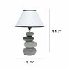 Creekwood Home Priva 14.7in Contemporary Ceramic Stacking Stones Table Desk Lamp, Gray CWT-2015-GY